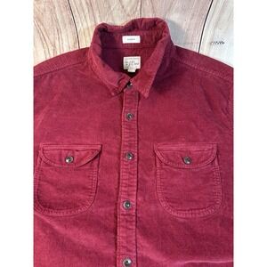 Men's j Crew Red Corduroy Casual Button Down Shirt